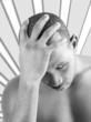 Portrait of a worried man, monochrome Portrait of a worried man, monochrome