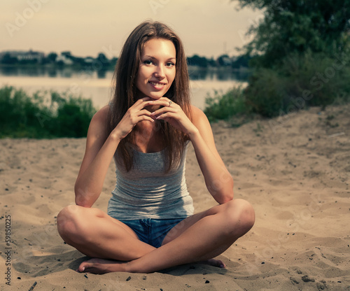 Photo: women river meditating women river meditating