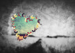 Heart shape made of butterflies on black and white field Heart shape made of butterflies on black and white field