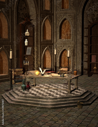 Illustration: Wizard mysterious room Wizard mysterious room