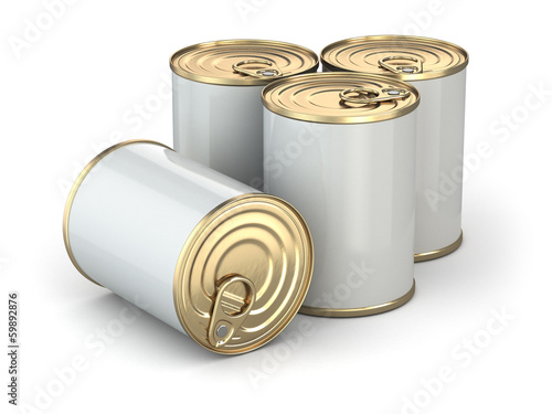 Illustration: Food tin cans on white isolated background. Food tin cans on white isolated background.