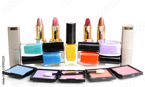 Photo: New makeup set isolated on white New makeup set isolated on white