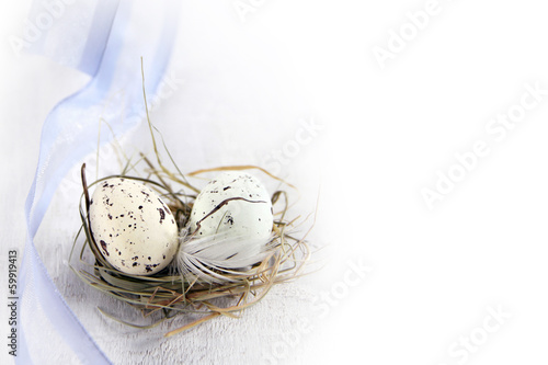 Photo: osternest mit wachteleiern osternest mit wachteleiern
