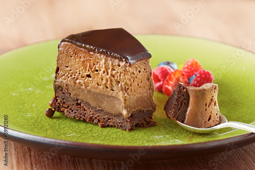 Photo: Chocolate cake portion in a dish Chocolate cake portion in a dish