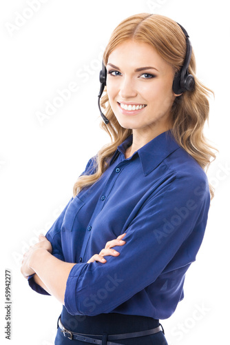 Photo: Support phone operator in headset, isolated Support phone operator in headset, isolated