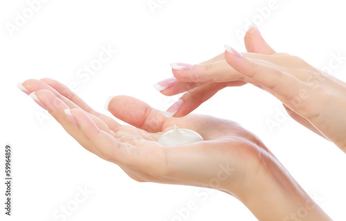 Photo: Female hands on white background Female hands on white background