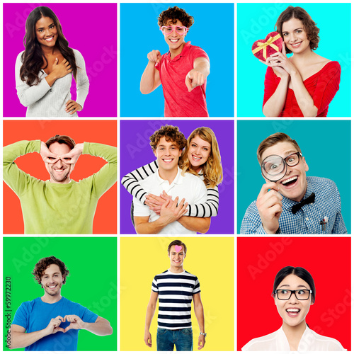 Photo: Collection of cheerful youngsters Collection of cheerful youngsters
