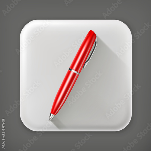 Vector: Pen, long shadow vector icon Pen, long shadow vector icon