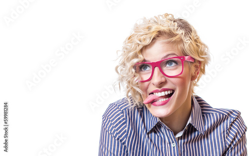 Photo: Woman sticking out tongues and mocking each Woman sticking out tongues and mocking each