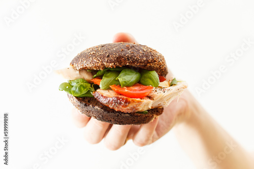 Photo: sandwich with chicken and cheese sandwich with chicken and cheese