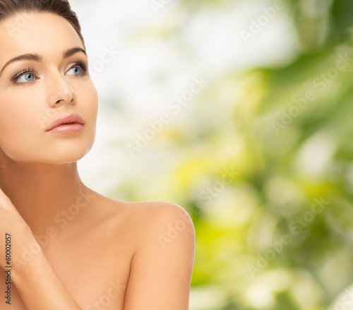 Photo: beautiful woman looking up beautiful woman looking up