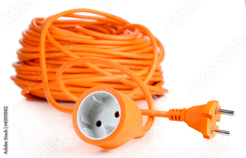 Photo: Extension cable isolated on white Extension cable isolated on white