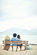 Beach bench couple Beach bench couple