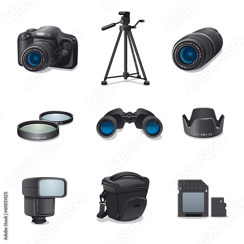 Vector: photo accessories icon set photo accessories icon set