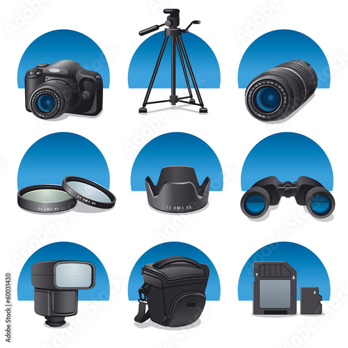 Vector: photo accessories icon set photo accessories icon set