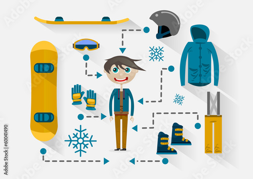 Vector: Flat design snowboarder Flat design snowboarder