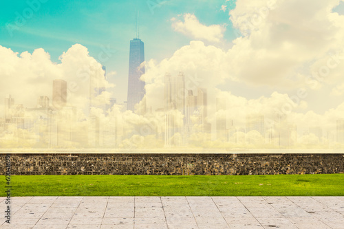 Illustration: Abstract Skyline With Sidewalk Abstract Skyline With Sidewalk
