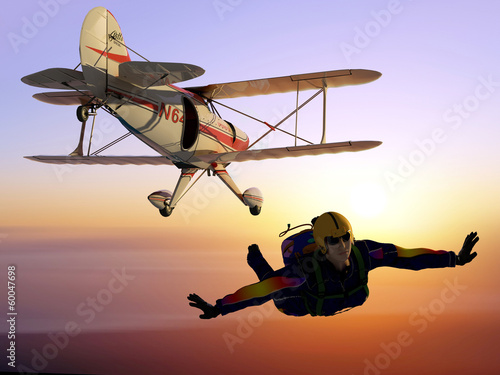 Illustration: Parashutist and Plane Parashutist and Plane