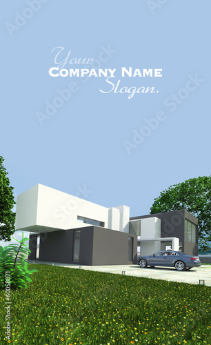 Illustration: Luxury house and car Luxury house and car