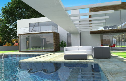 Illustration: Luxury modern mansion exterior Luxury modern mansion exterior
