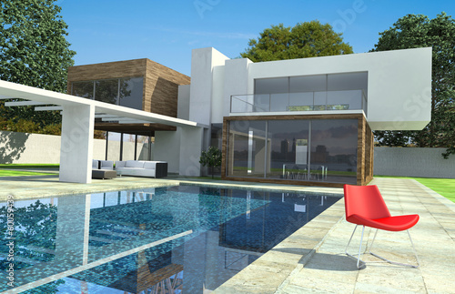 Illustration: Luxury modern mansion exterior Luxury modern mansion exterior