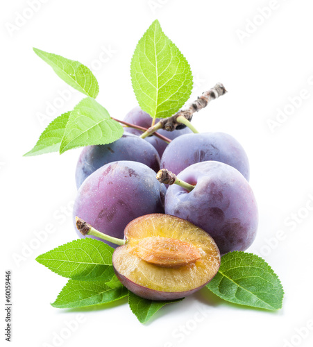 Photo: Plums and a half with leaves Plums and a half with leaves