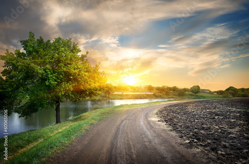 Photo: Country road and river Country road and river