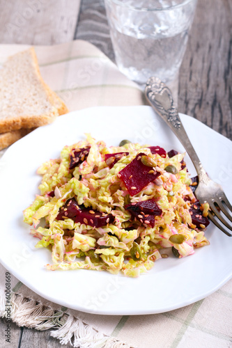 Photo: Cabbage, beetroot and seeds salad Cabbage, beetroot and seeds salad
