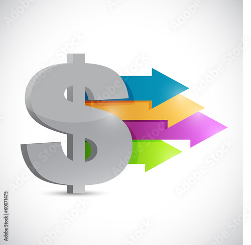 Photo: dollar currency symbol and positive arrows dollar currency symbol and positive arrows