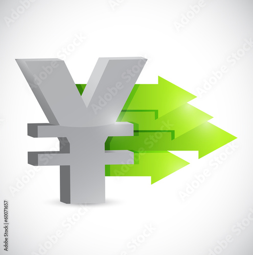 Illustration: yen currency symbol and positive arrows yen currency symbol and positive arrows