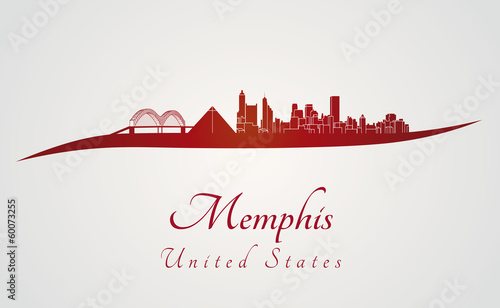 Vector: Memphis skyline in red Memphis skyline in red