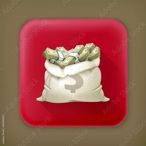 Vector: Moneybag, long shadow vector icon Moneybag, long shadow vector icon