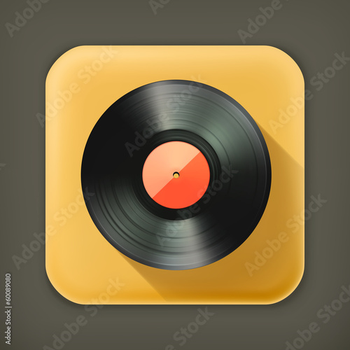 Vector: Vinyl record, long shadow vector icon Vinyl record, long shadow vector icon