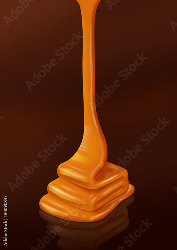 Illustration: Golden Organic Honey against a dark background -Clipping path Golden Organic Honey against a dark background -Clipping path