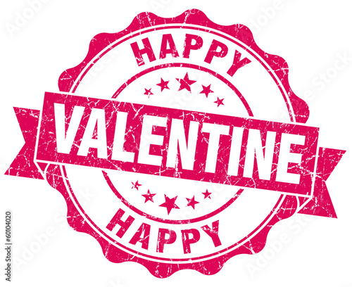 Illustration: Happy Valentine red grunge seal isolated on white background Happy Valentine red grunge seal isolated on white background