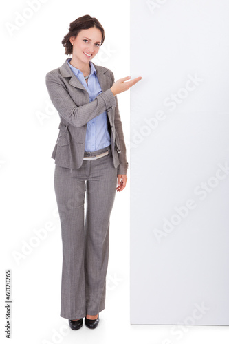 Photo: Businesswoman Showing Placard Businesswoman Showing Placard
