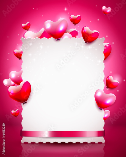 Vector: Modern Valentine background with empty paper an flying hearts Modern Valentine background with empty paper an flying hearts