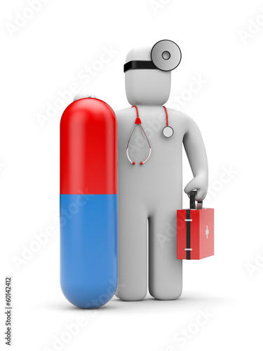 Illustration: Doctor with pill Doctor with pill
