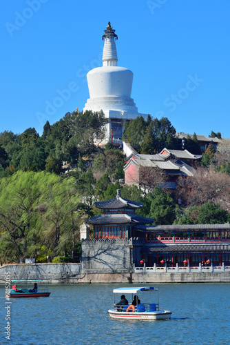  Beihai park panorama with historical architecture in Beijing