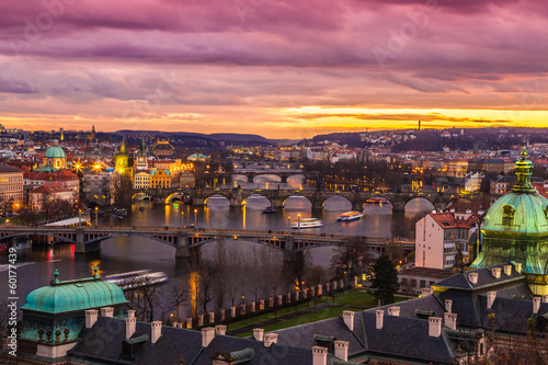 Photo: Bridges in Prague over the river at sunset Bridges in Prague over the river at sunset