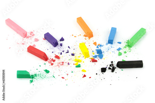 Photo: Smashed, dissapointed colored chalk. Smashed, dissapointed colored chalk.