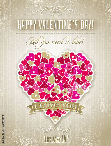Vector: valentines day greeting card with heart and wishes text, vect valentines day greeting card with heart and wishes text, vect