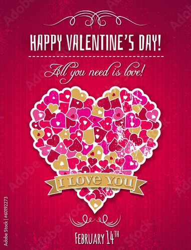 Vector: Red valentines day greeting card with heart and wishes text, Red valentines day greeting card with heart and wishes text,