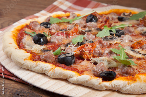 Photo: Home Made Pizza - Sun Dried Tomatoes and Meat Home Made Pizza - Sun Dried Tomatoes and Meat