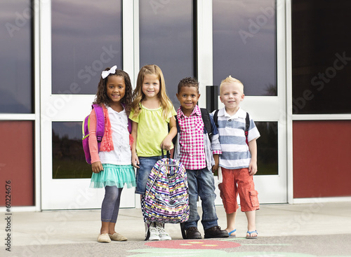 Photo: Diverse group of kids going to school Diverse group of kids going to school