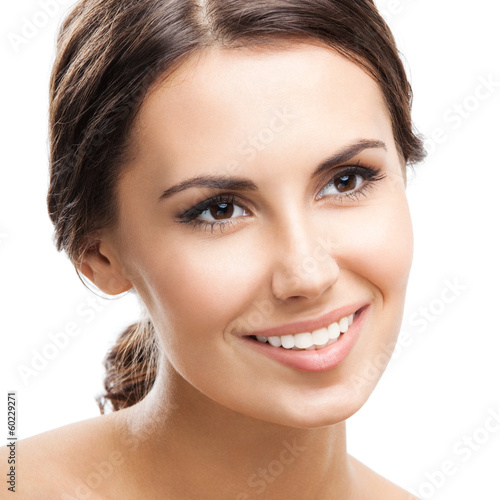 Photo: Portrait of beautiful woman, on white Portrait of beautiful woman, on white
