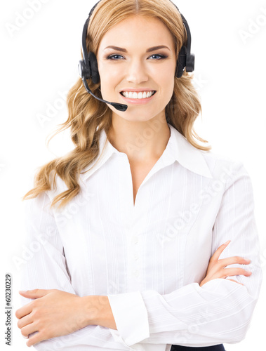 Photo: Support phone operator in headset, isolated Support phone operator in headset, isolated