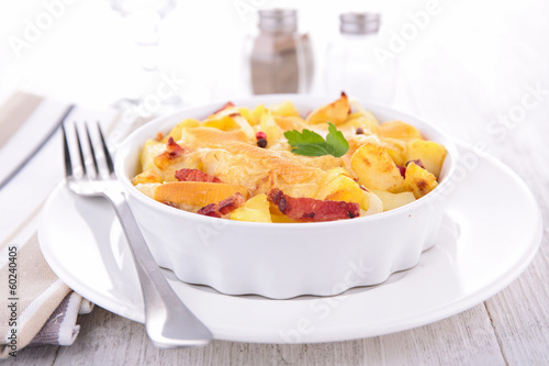 Photo: baked potato gratin, tartiflette baked potato gratin, tartiflette