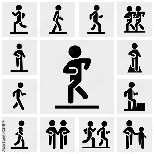 Vector: Walking vector icons set on gray Walking vector icons set on gray