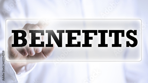 Photo: Benefits in text on a virtual screen Benefits in text on a virtual screen